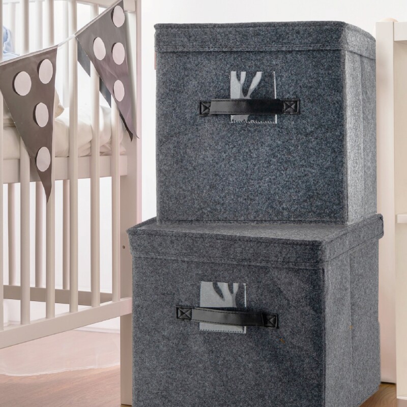 ORGANIZADOR CON TAPA FIELTRO GRIS 30x30x30CM ORGANIZADOR CON TAPA FIELTRO GRIS 30x30x30CM