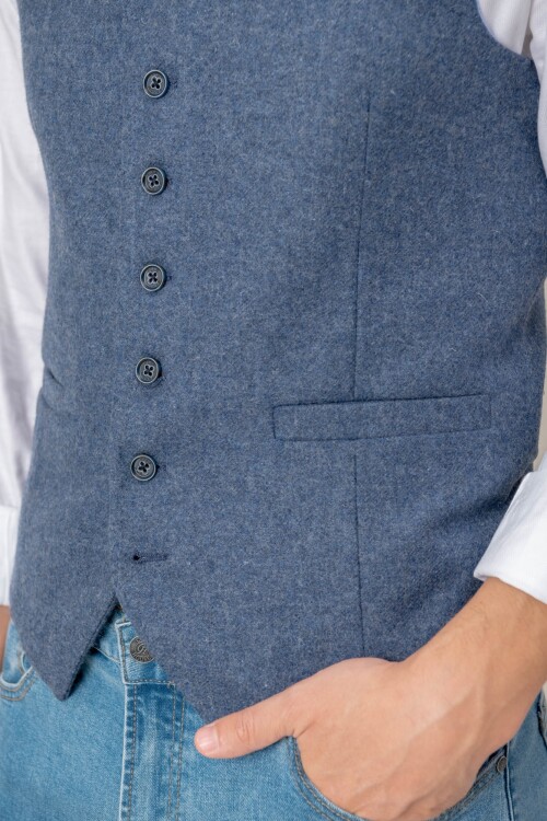 Chaleco en lana Azul piedra