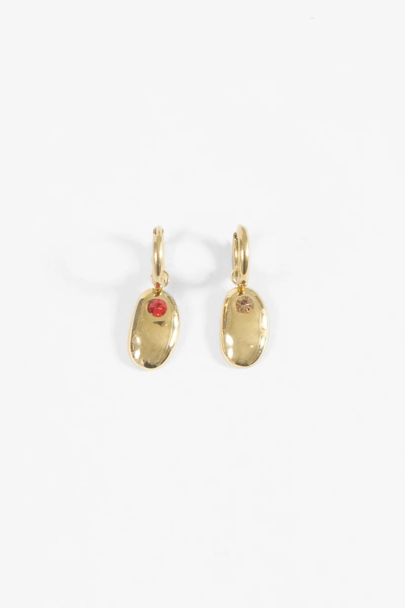 Aros acero con pendiente irregular y strass dorado