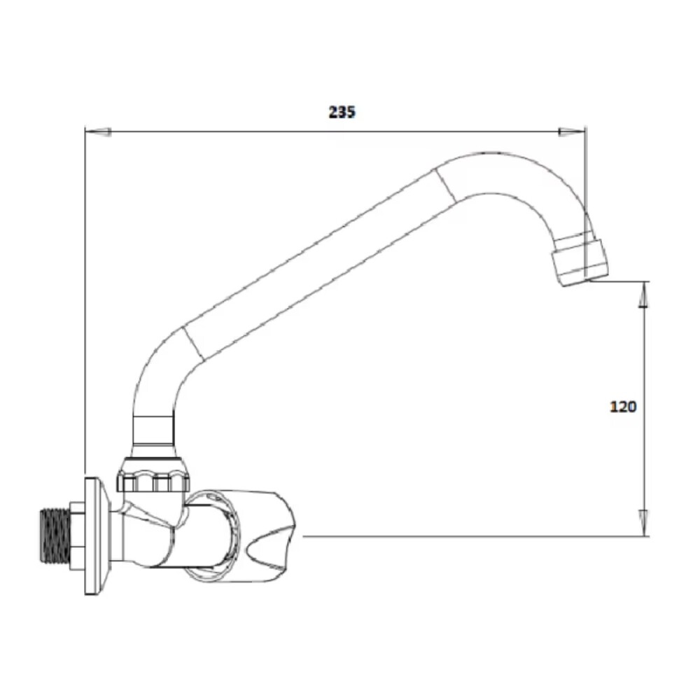 Grifo de Cocina de pared cromo horizontal LAGUNE Grifo De Cocina De Pared Cromo Horizontal Lagune