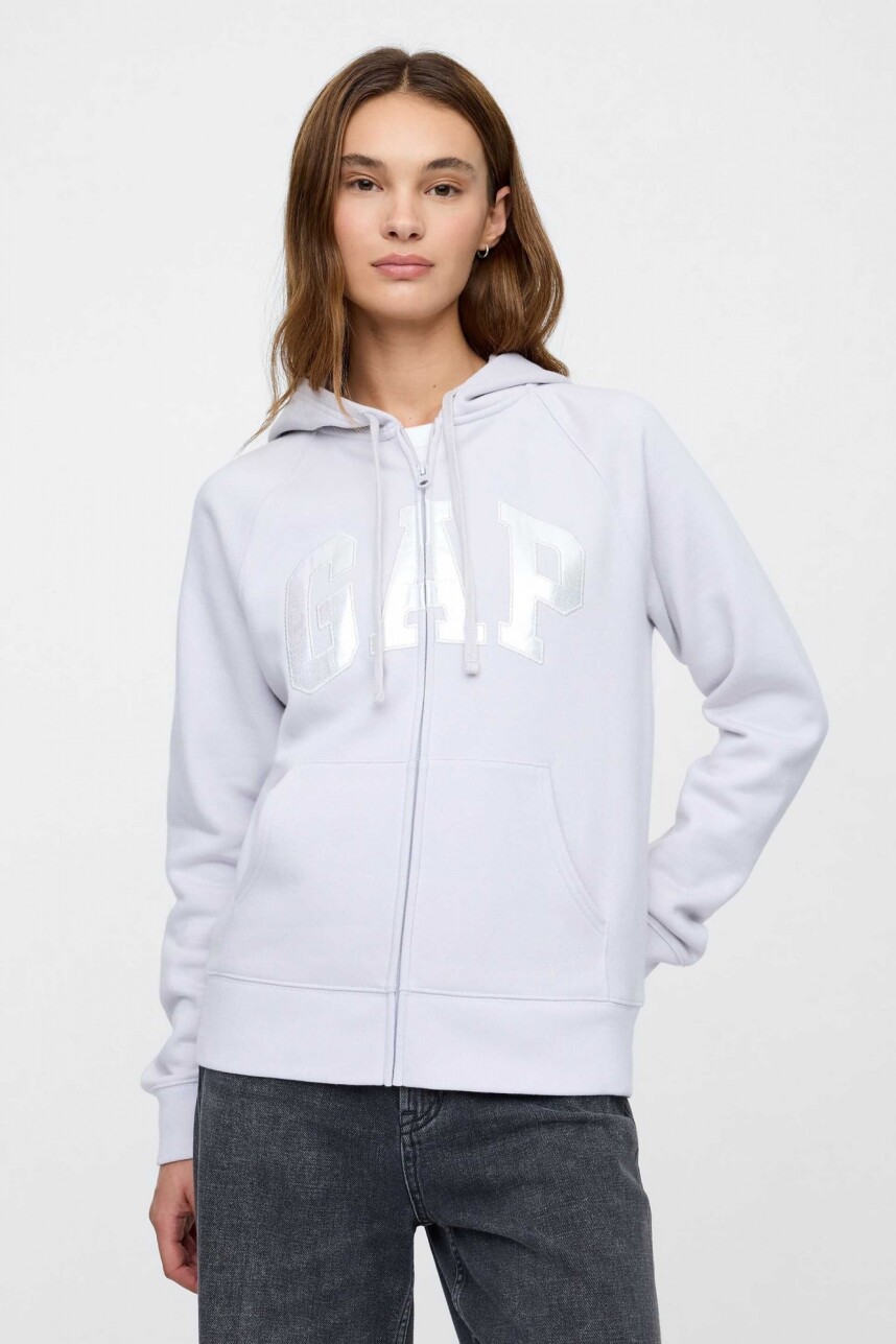 Canguro Con Cierre Logo Gap Con Felpa Mujer Fog