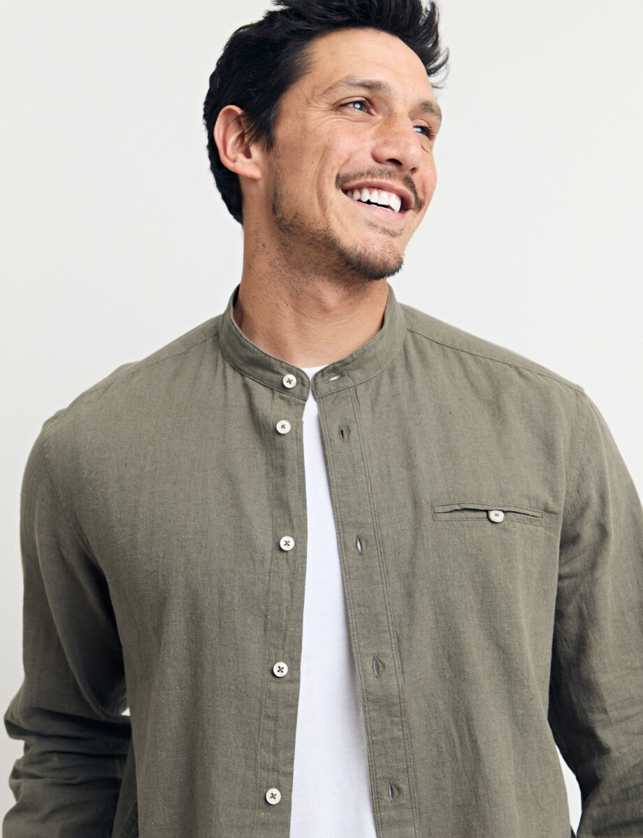 CAMISA HARRINGTON LABEL LINO - Oliva 