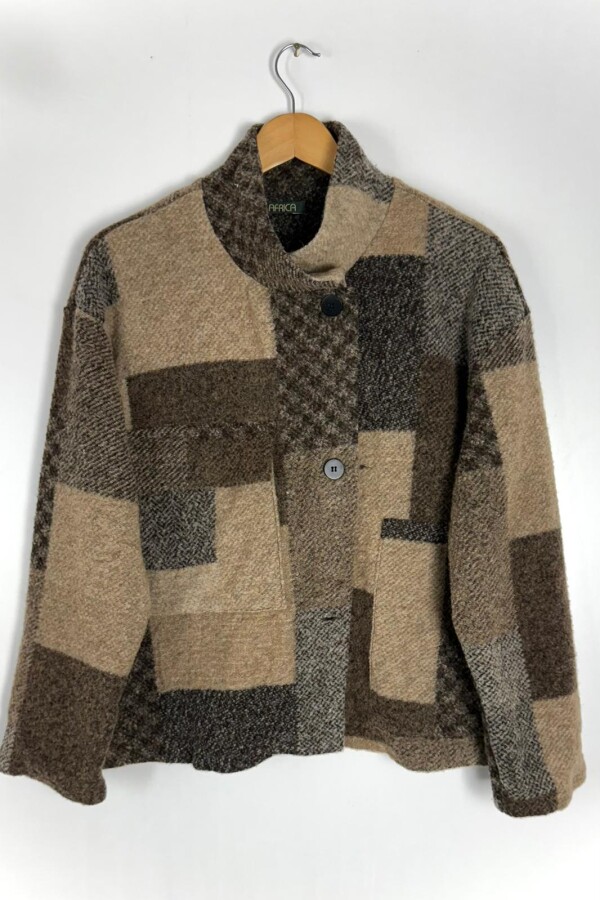 CHAQUETA C/LANA GRISAL CHOCO