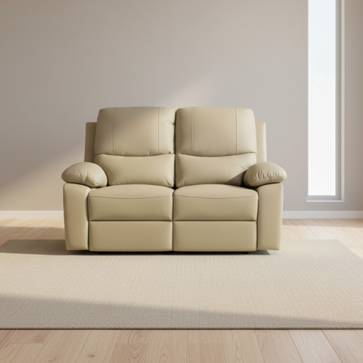RECLINER MANUAL - 2 CUERPOS CUERO-Y-SIMIL-CUERO MARRON LINA TAUPE 