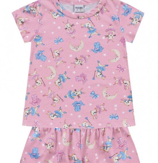 Conjunto pijamas para niñas (blusa y shorts) ROSA