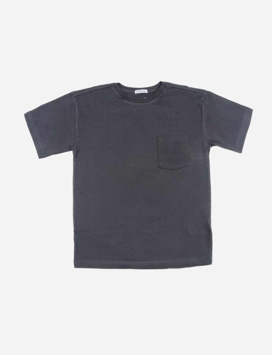Remera con bolsillo - Gris oscuro 