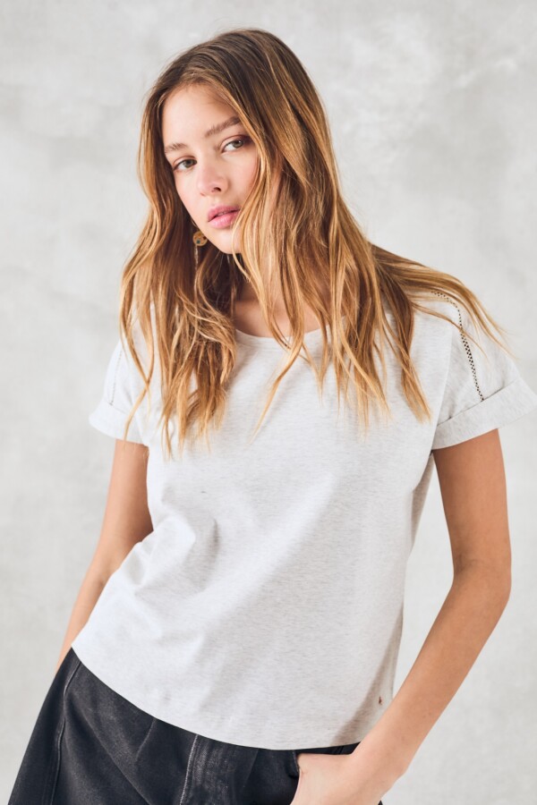 Remera Algodon Elastano Gris Melange