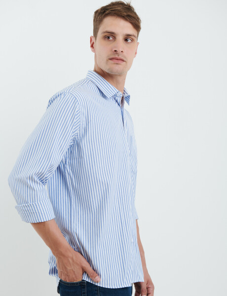012626 CAMISA HARRINGTON LABEL Blanco/celeste