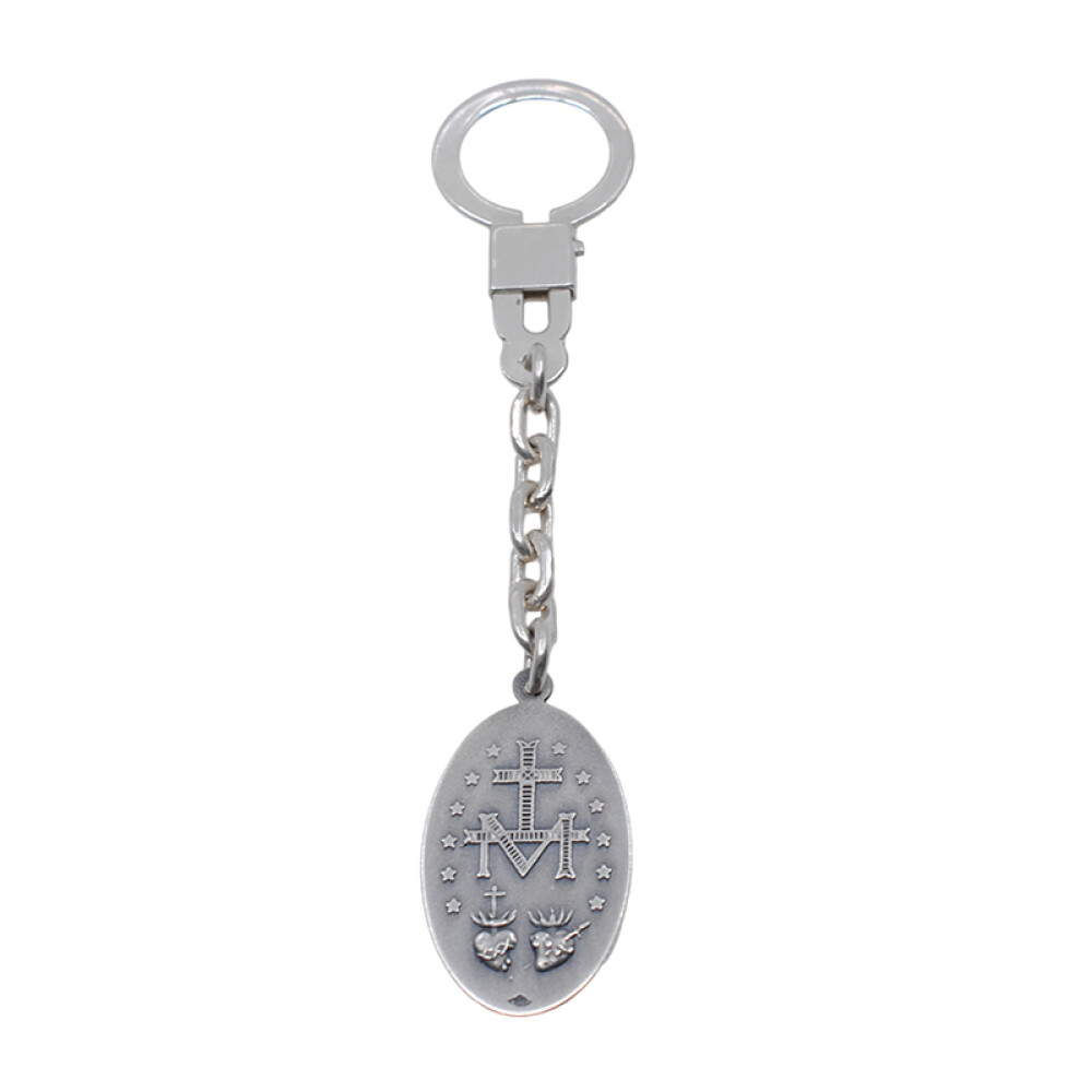 Llavero de plata con medalla religiosa Llavero de plata con medalla religiosa