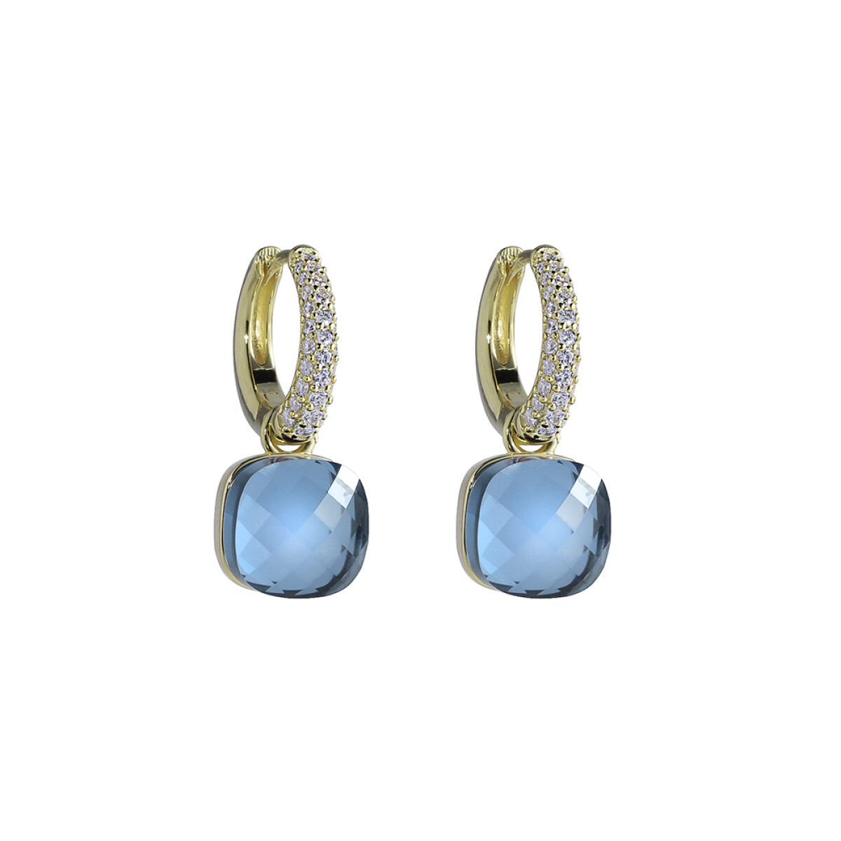 Aros Quinn Gold Sky Blue - Plata y Baño de Oro 