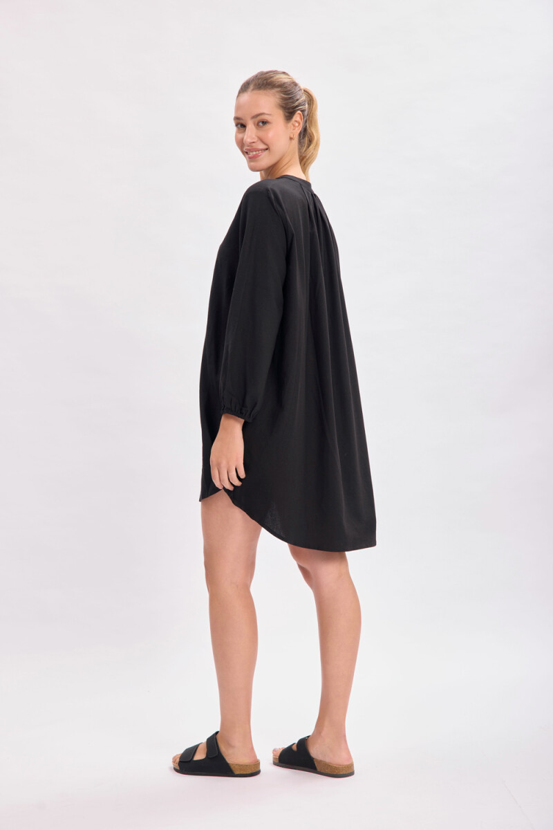Vestido mangas volumen Negro