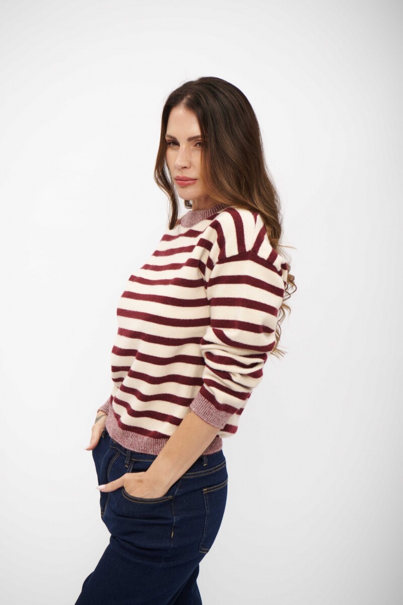 BUZO LIA CREMA BORDO