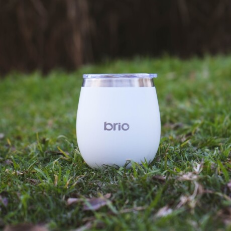 Mate Con Tapa De Acero Inox brio Redondo Blanco