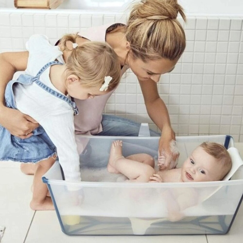 Baño Stokke flexibath set c reposera transparente celeste