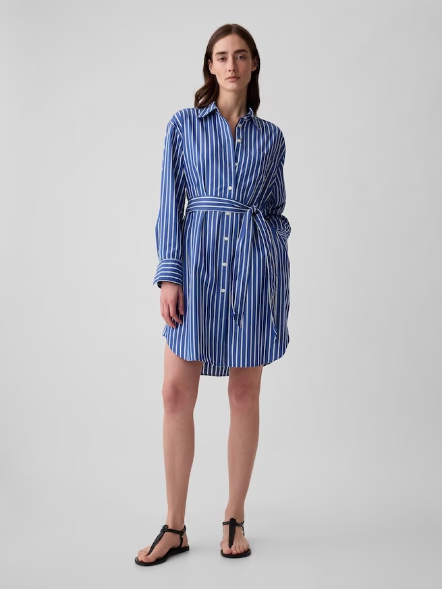Vestido Camisero A Rayas Mujer - Blue Stripe 