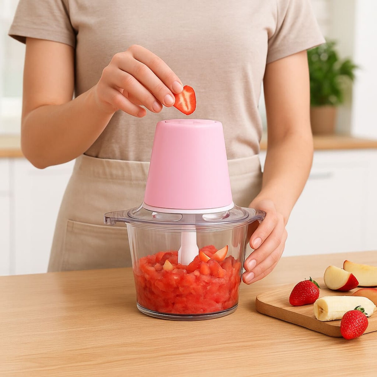 Procesadora De Alimentos 2 Litros RAF R.7011 600w 2 Velocidades - Rosa 