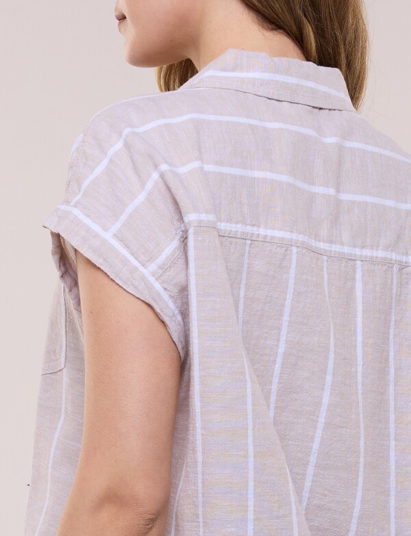 Camisa De Lino Con Bolisillo BEIGE/MULTI
