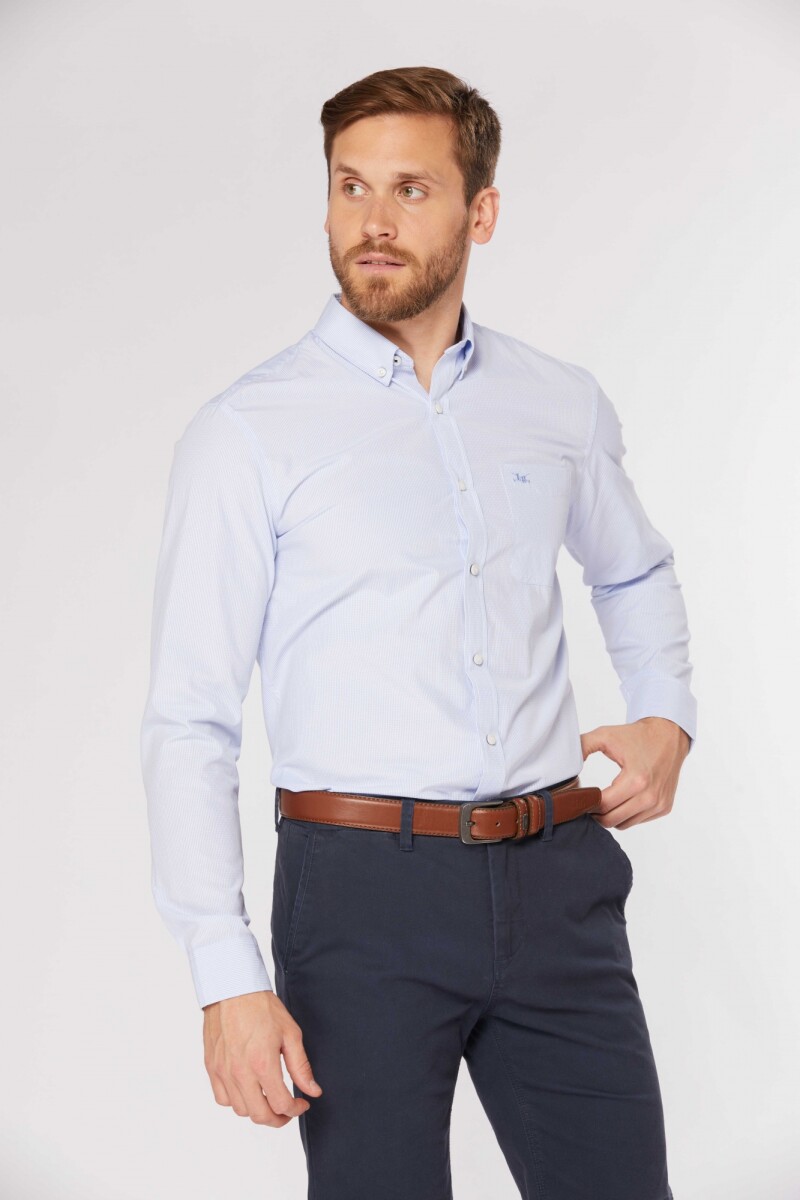 CAMISA RAYADA - Celeste 