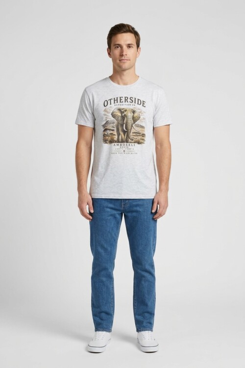Camiseta estampada Elefante GRIS MELANGE