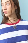 PREVENTA Remera rayada con bordado sol yorugua azul