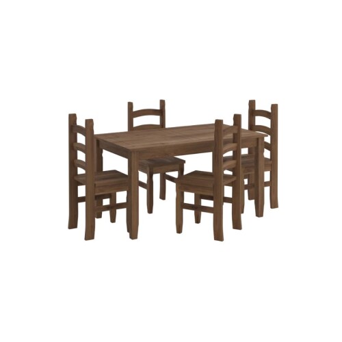 Juego De Comedor 4 Sillas - Corona - Madera Oscuro