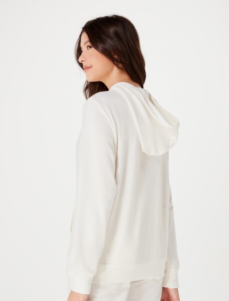 BUZO FEMENINO DE ALGODÓN CON CAPUCHA Y BOLSILLOS BEIGE