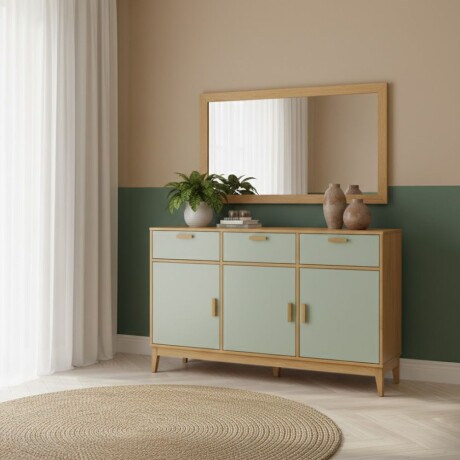 APARADOR BUFFET DE 3 PUERTAS 3 CAJONES EN MADERA MACIZA VERDE