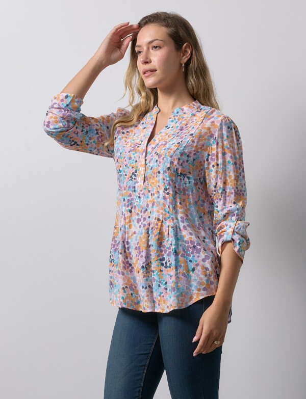 Blusa Gasa Print MULTI/ANARANJADO