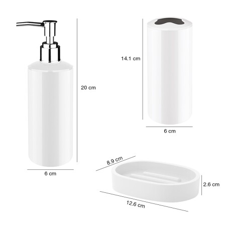 Set de 3 Piezas para Baño en Plástico Liso Blanco