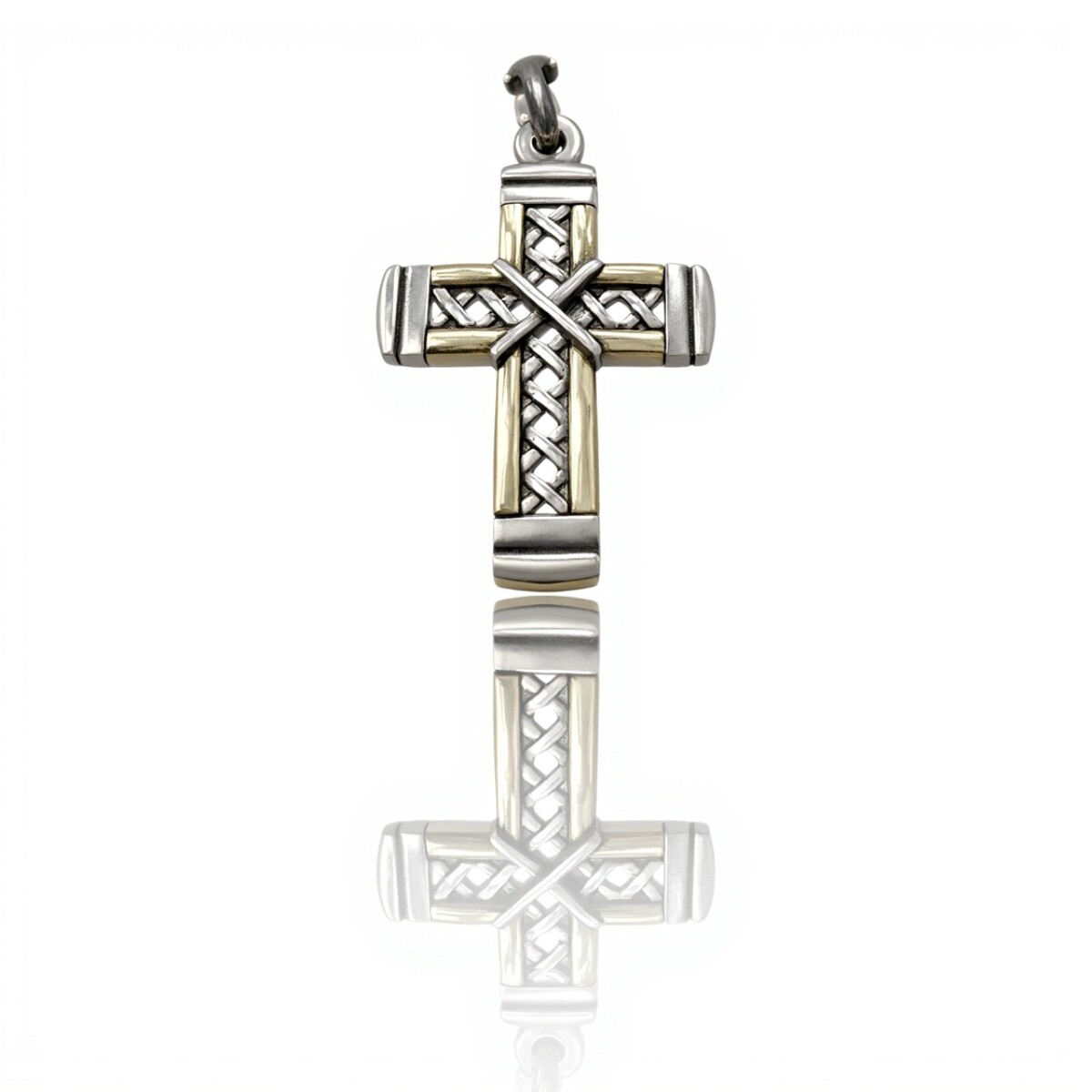 Dije Cruz Labrada-Plata 925 y Oro-Sin Piedra-CP5322 - sinpiedra 