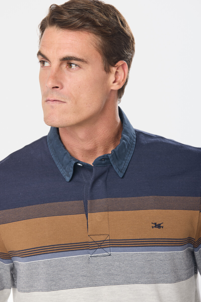 REMERA JERSEY RAYADA - Gris 