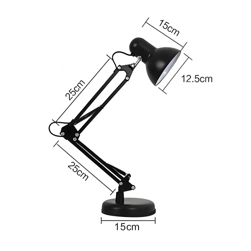 Lampara De Escritorio Portátil Metal Arquitecto Articulada Negro
