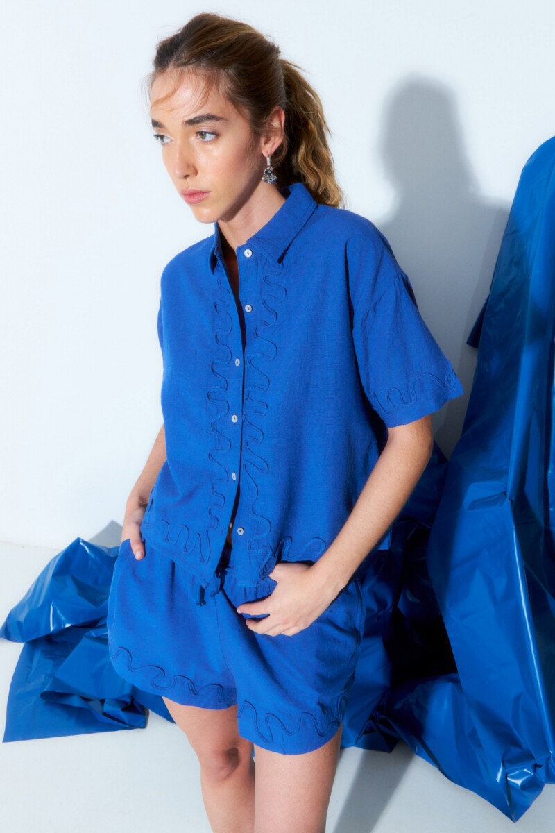 Camisa manga corta wavy sun azul