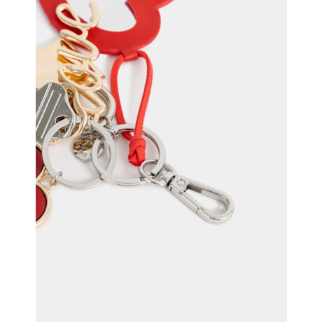 Llavero Y Charm Con Espejo De Corazón Rojo Medio