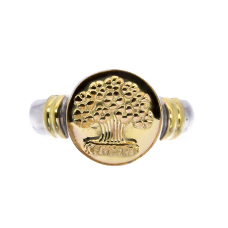 Anillo de plata 925 y double en oro 18 ktes, ÁRBOL DE LA VIDA. Anillo de plata 925 y double en oro 18 ktes, ÁRBOL DE LA VIDA.