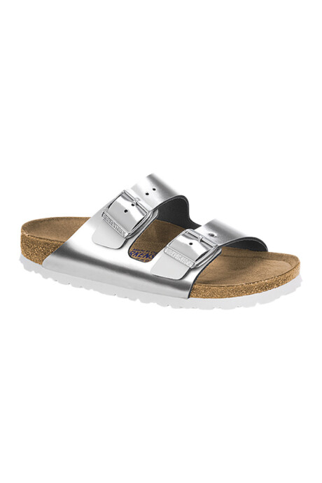 Sandalia Arizona Soft Footbed Leather - Regular Plateado