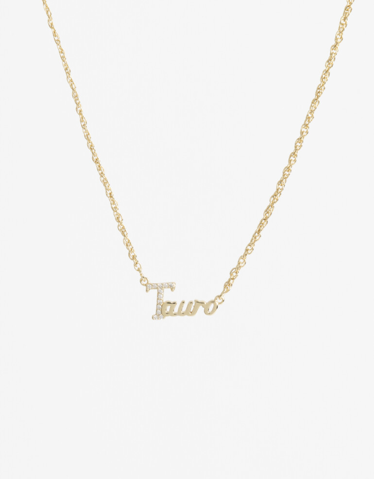Cadena Corta con Dije Cubic zirconia Collar Con Dije Zodiac De La Línea Delicates. - Dorado