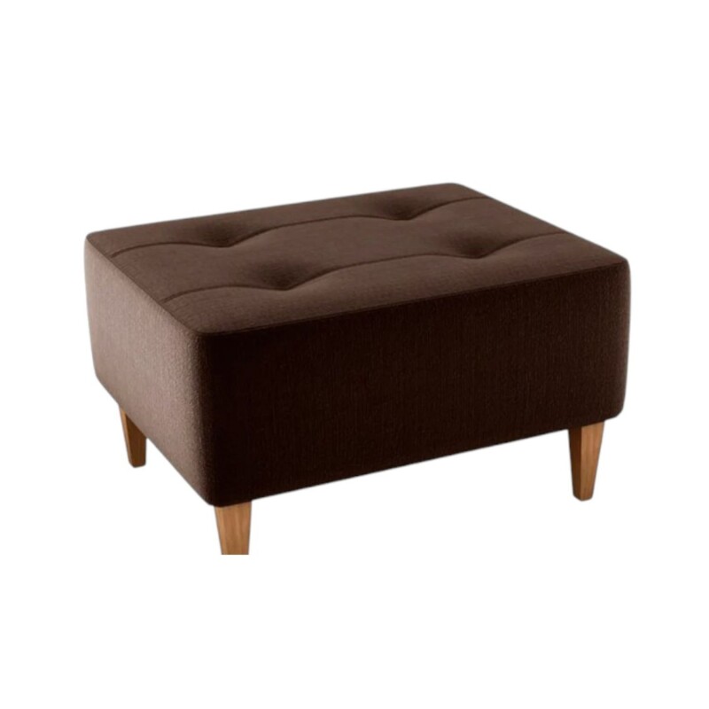 Puff de Tela con Patas de Madera 52x62x35cm marrón