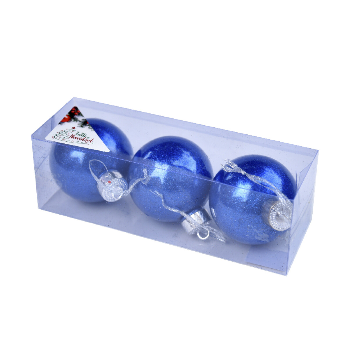Esferas Metalizadas Color Azul X3 - 8cm 