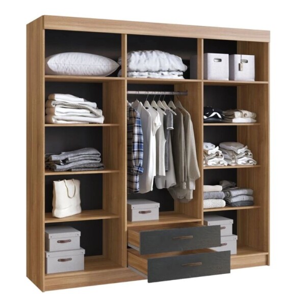 ROPERO 6 PUERTAS 2 CAJONES - GRAFITO/NOGAL ROPERO 6 PUERTAS 2 CAJONES - GRAFITO/NOGAL