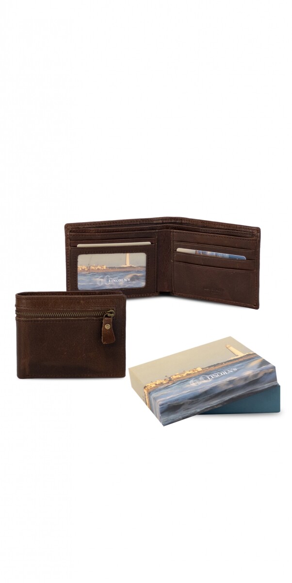 BILLETERA CUERO WOOLF - CAOBA 
