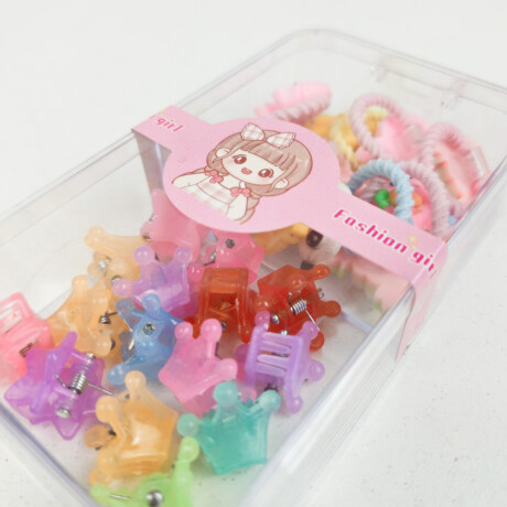 Set de pinzas y gomitas para peinados infantiles Sc