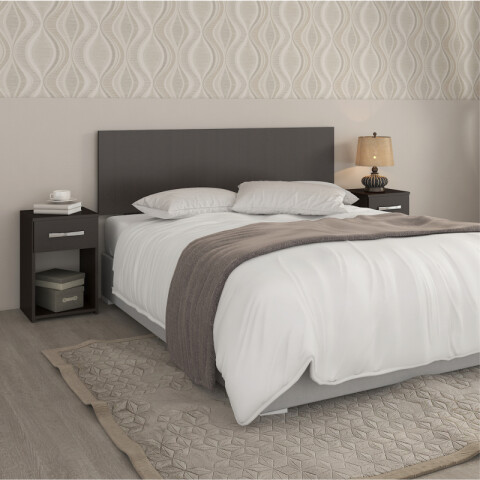 Combo de Dormitorio Armario Ropero de 4 Puertas, Respaldo C / 2 Mesas de Luz - MDP - FE - TABACO Combo de Dormitorio Armario Ropero de 4 Puertas, Respaldo C / 2 Mesas de Luz - MDP - FE - TABACO