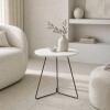MESA LATERAL REDONDA - TAPA DE MADERA COLOR BLANCO Y PIE EN METAL GRAFITO MESA LATERAL REDONDA - TAPA DE MADERA COLOR BLANCO Y PIE EN METAL GRAFITO