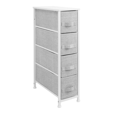Mueble Organizador 4 Cesto Cajones Tela Esctructura Acero Gris