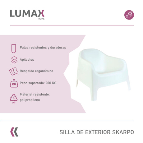 Silla Plastico Skarpo Jardin Liso Blanco