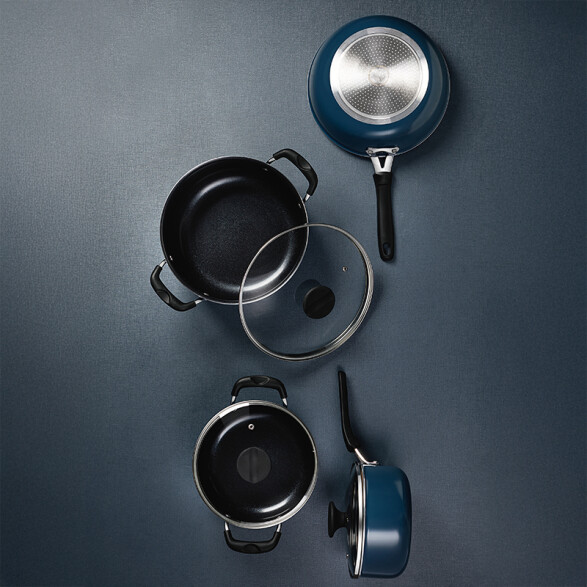 Bateria de cocina azul 4 piezas ceramica "Tunis" -TRAMONTINA TR5484