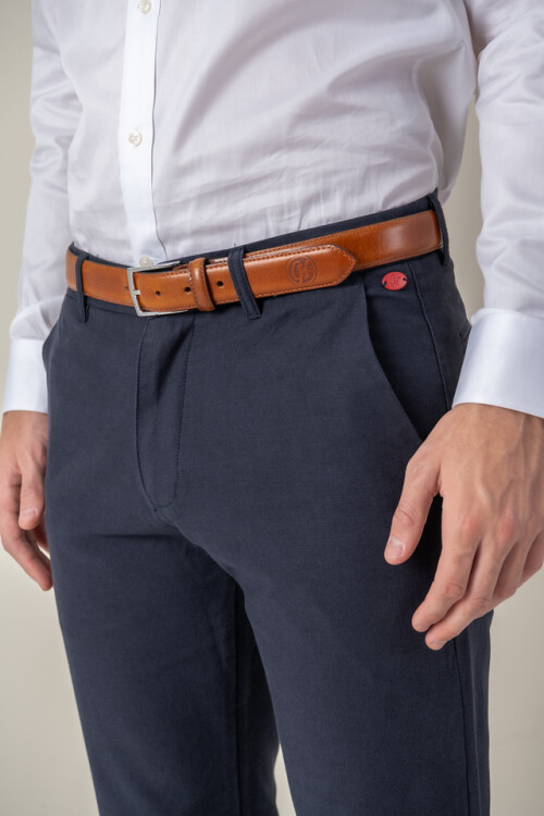 Pantalón de Tencel Slim Fit Azul