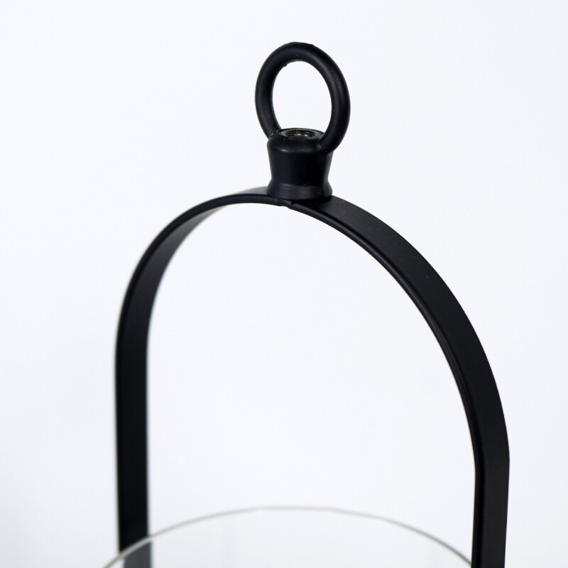 PORTA VELA METAL NEGRO/VIDRIO 10X10X27CM Unica