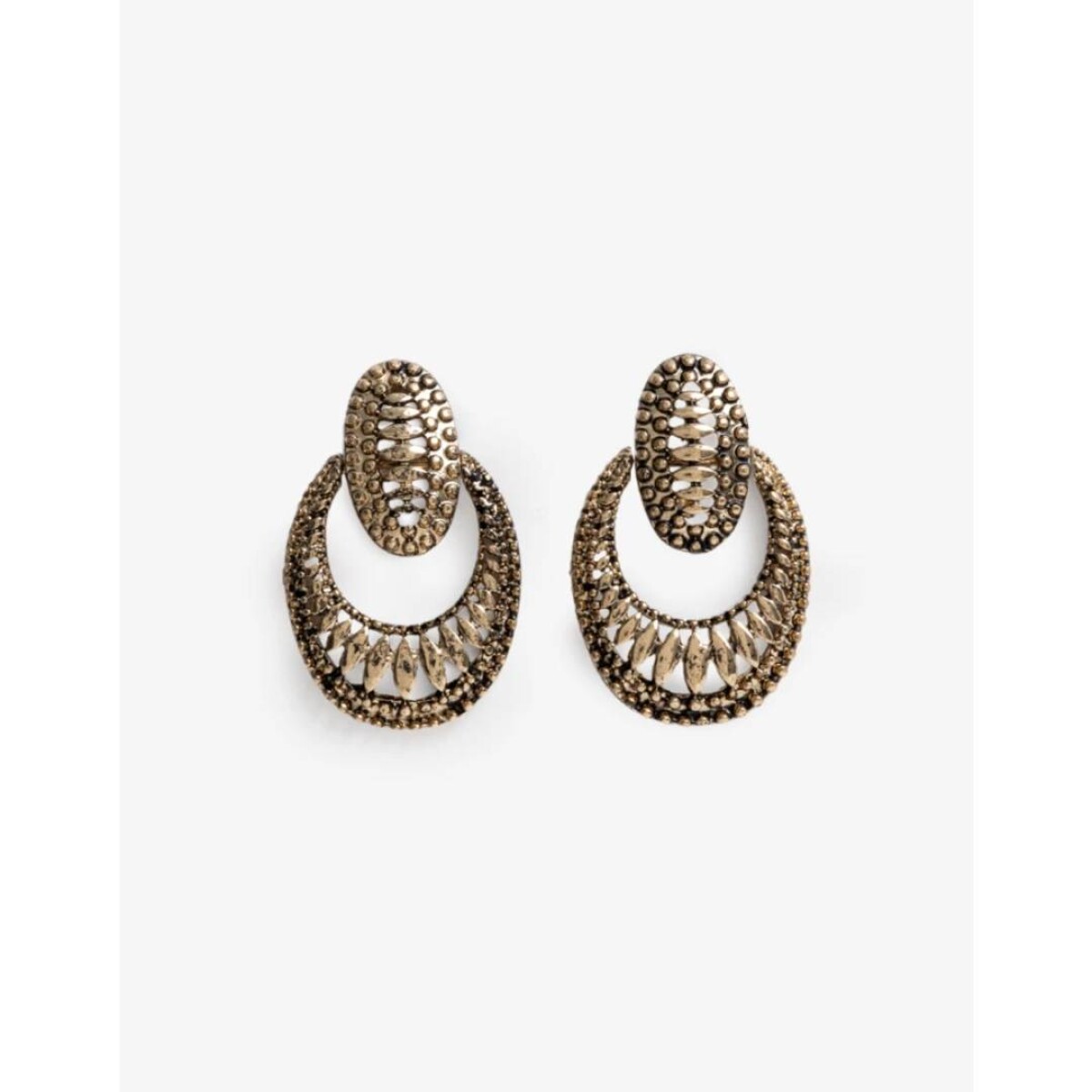 Aros Colgantes Cortos Antique Gold - Dorado Antique Gold 